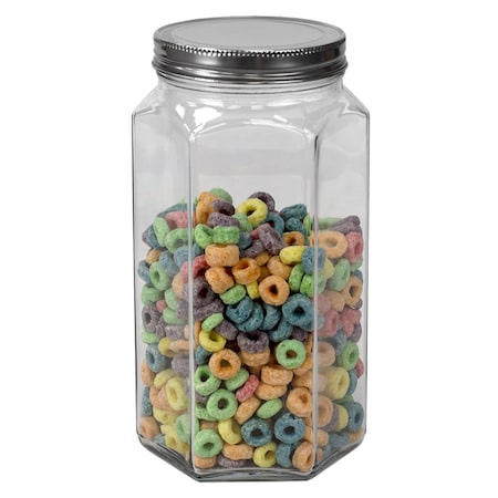 51 Oz Large Hexagon Glass Canister, Clear
